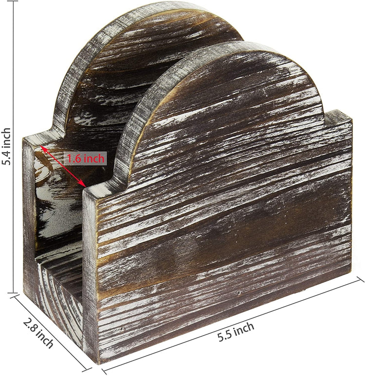 Rustic Torched Wood Arched Tabletop Napkin Holder-MyGift