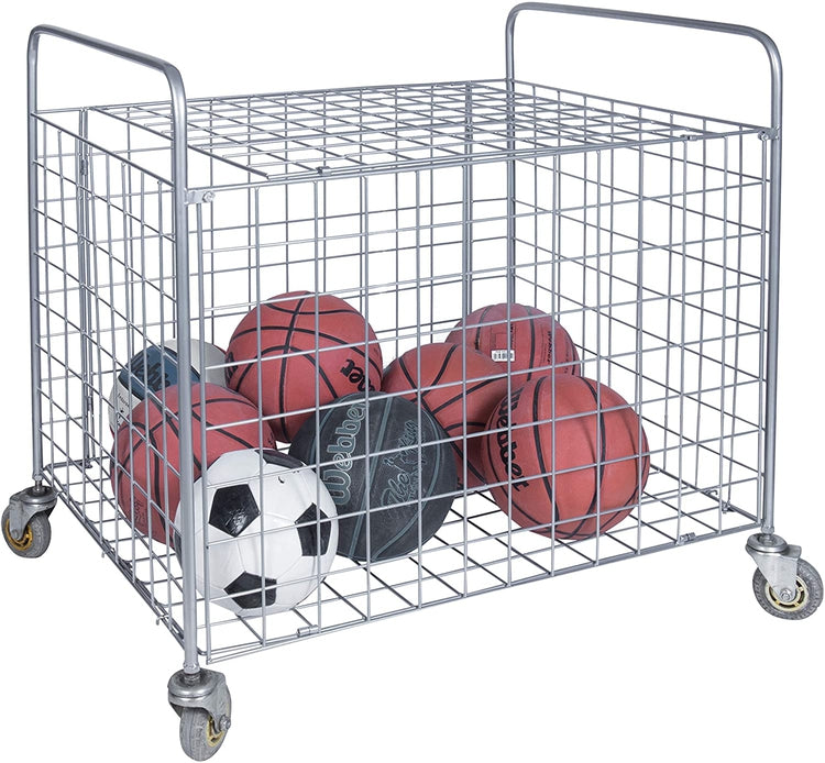 Metal Sports Ball Storage Bin with Wheels For Basketball Storage, Foot –  MyGift
