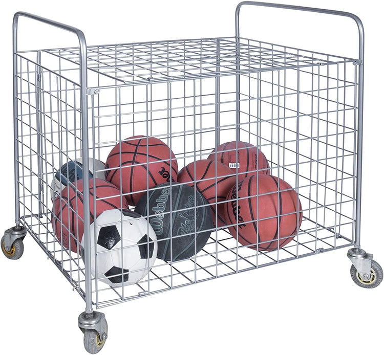 Metal Sports Ball Storage Bin with Wheels For Basketball Storage, Foot ...