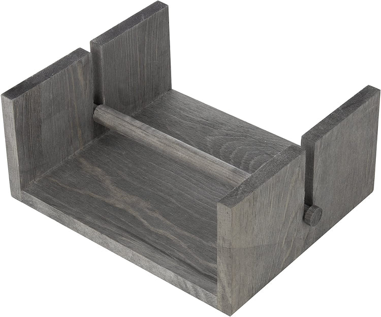 Distressed Gray Wood Napkin Holder with Weighted Center Bar-MyGift