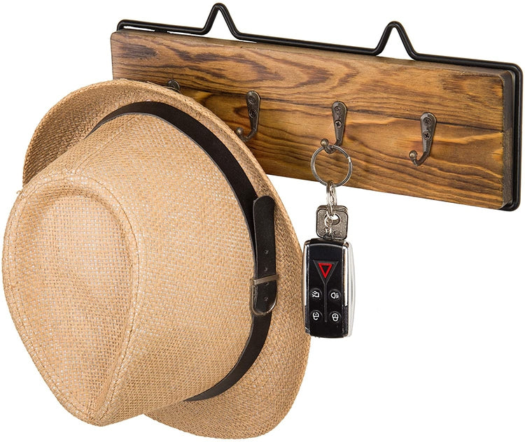 Rustic Wood & Wire Wall-Mounted 4-Hook Key Rack-MyGift