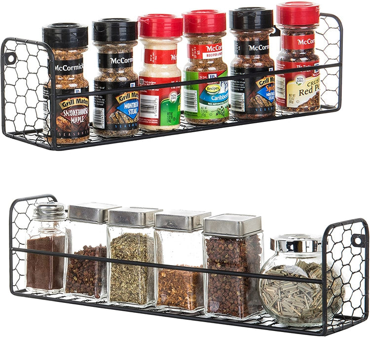 Wall-Mounted Rustic Chicken Wire Spice Racks, Set of 2 – MyGift