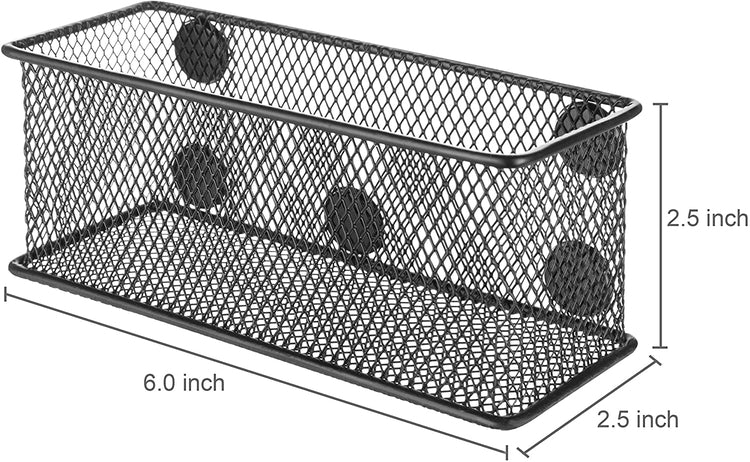 Set of 3, Black Wire Mesh Magnetic Storage Baskets, Office Supply Organizer-MyGift