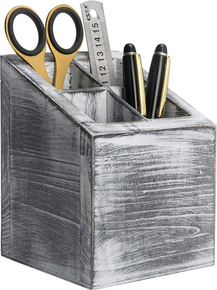 Rustic Gray Wood Office Supply Storage Organizer-MyGift