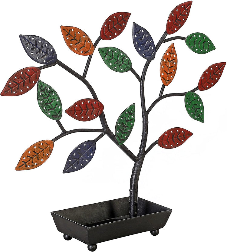 Multicolored Jewelry Tree, Earring Necklace Holder with Ring Dish Tray-MyGift