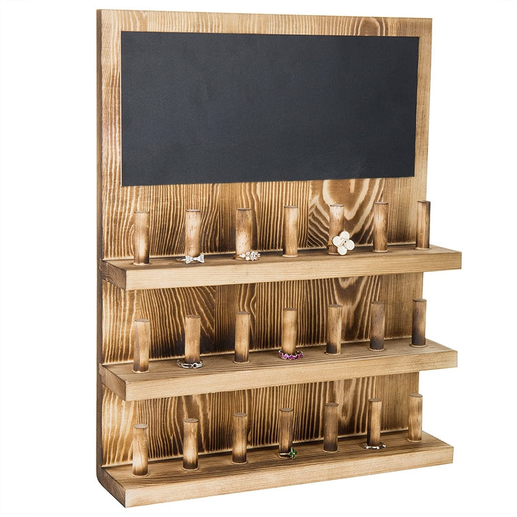 3 Tier Wood Jewelry Organizer with 21 Peg Ring Holder and Chalkboard-MyGift