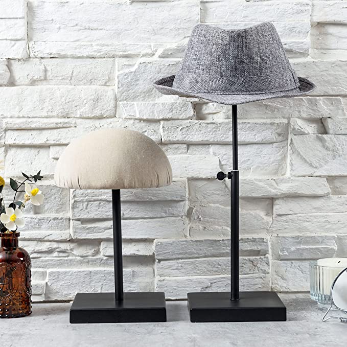 Hat Holder Stand with Fabric Covered Dome and Adjustable Height, Hat Racks, Set of 2-MyGift