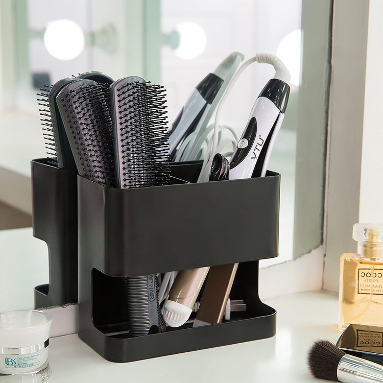 Black Metal Wall Mountable Hair Tool Accessories Organizer Rack, Blow Dryer & Curling Iron Holder-MyGift