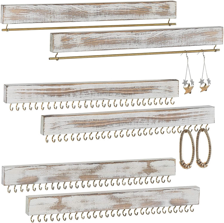 2 Piece Wall Mounted Jewelry Bar and Shelf with 12 Hooks for Necklaces –  MyGift