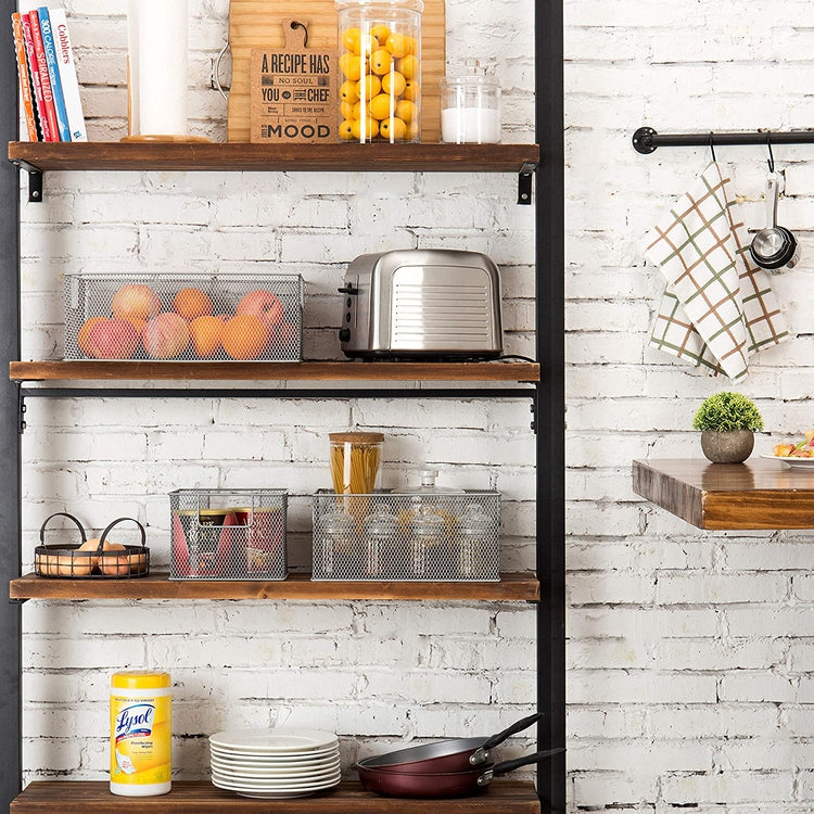 Set of 3, Silver Wire Nesting Storage Pantry Baskets with Handles, Shelf Organization Bins-MyGift