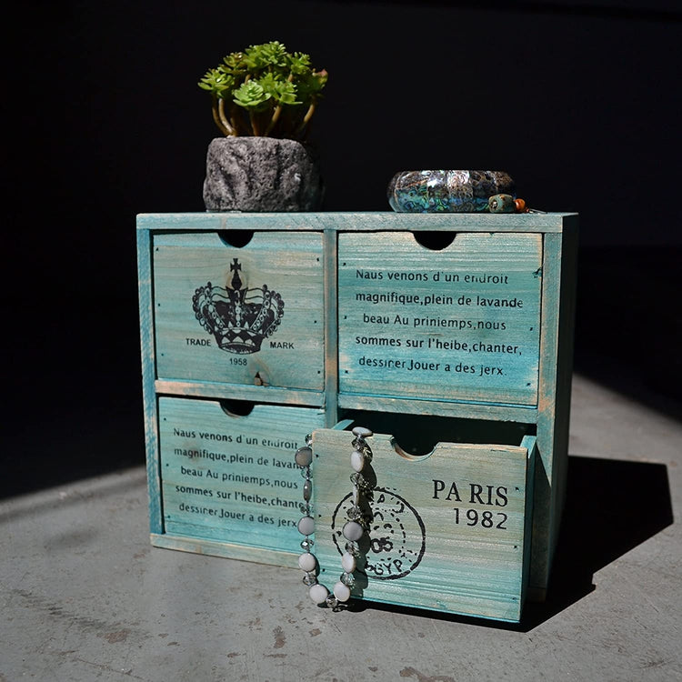 Turquoise Wood Storage Cabinet, French Country Design-MyGift