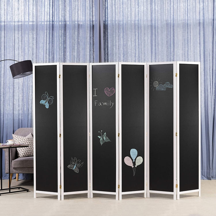 6-Panel Chalkboard Room Divider Folding Writable Privacy Screen-MyGift