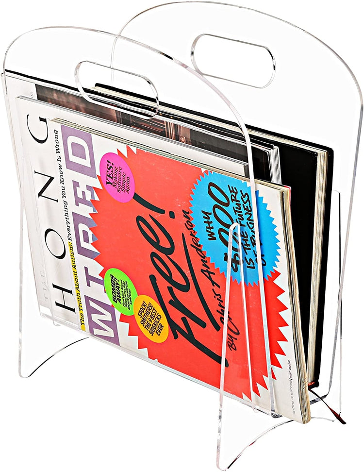 Clear Acrylic Office Desktop Magazine Holder Display Stand, Document File Folder Storage Organizer Rack-MyGift