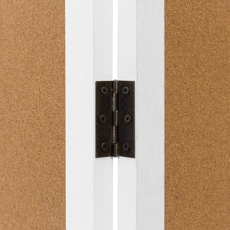 3 Panel Corkboard Style White Wood Framed Folding Room Divider-MyGift