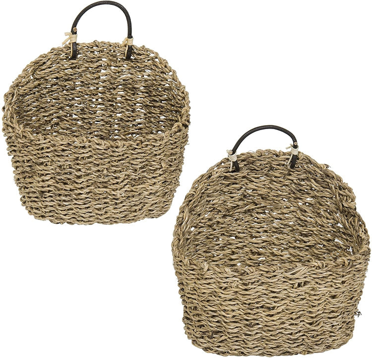 Set of 2 Small 8-Inch Nesting Weaved Hanging Storage Baskets-MyGift