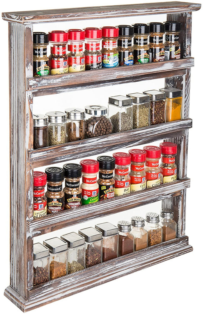 4-Tier Torched Wood Wall-Mounted Spice Rack-MyGift
