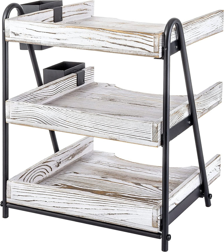 Paper Tray Organizer with Black Metal Frame, 3-Tier Desk Filing Folder Organizer Rack-MyGift
