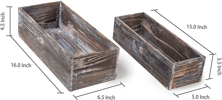 2 Pack of Country Rustic Brown Wood Nesting Succulent Planters Windowsill Flower Pots-MyGift