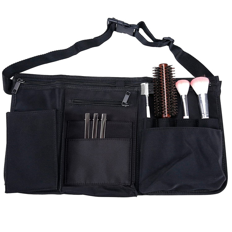 Professional Hairdresser Canvas Waist Apron, Multiple Pocket Hair Salon Tools Cosmetic Organizer, Black-MyGift