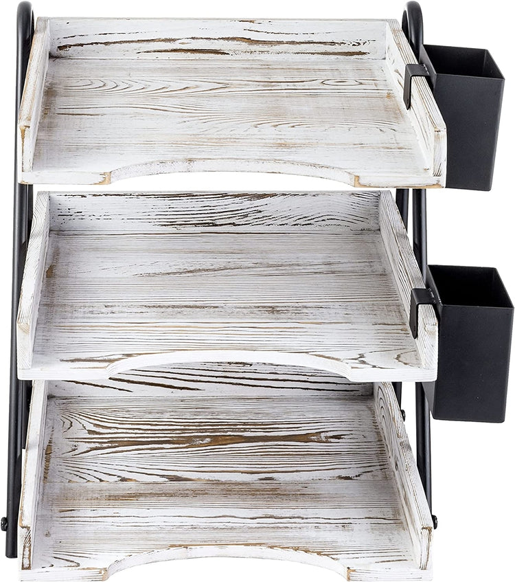 Paper Tray Organizer with Black Metal Frame, 3-Tier Desk Filing Folder Organizer Rack-MyGift