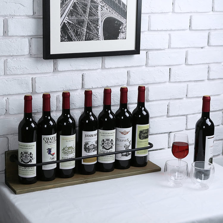 Brown, Wall Mounted Wine Bottle Rack, Rustic Liquor Display Shelf-MyGift