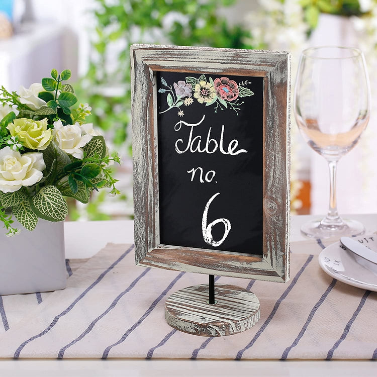 Set of 3 Rectangular Torched Wood Frame Tabletop Chalkboard Sign-MyGift