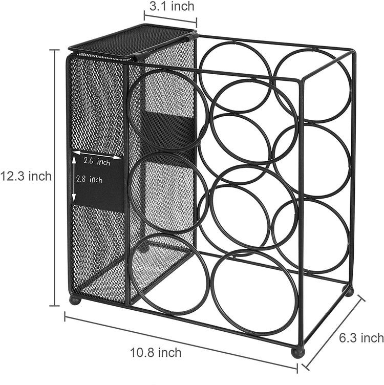 6-Bottle Black Wire Wine Rack with Mesh Cork Basket, Wine Bottle and C ...