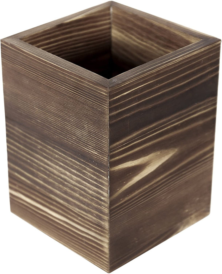 Rustic Burnt Wood Kitchen Utensil Holder, Kitchen Organizer-MyGift