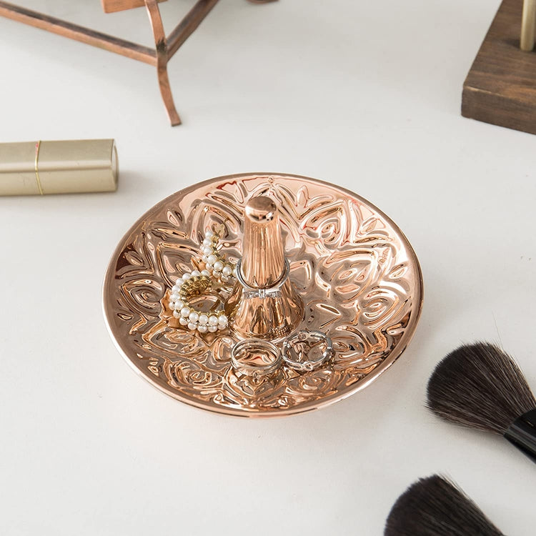 Copper-Tone Ceramic Heart Design Ring Dish-MyGift