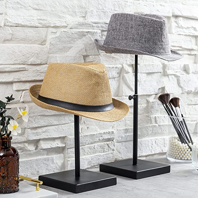 Hat Holder Stand with Fabric Covered Dome and Adjustable Height, Hat Racks, Set of 2-MyGift