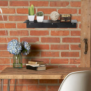 Set of 2, Wall Mounted Modern Black Metal Floating Display Shelf-MyGift