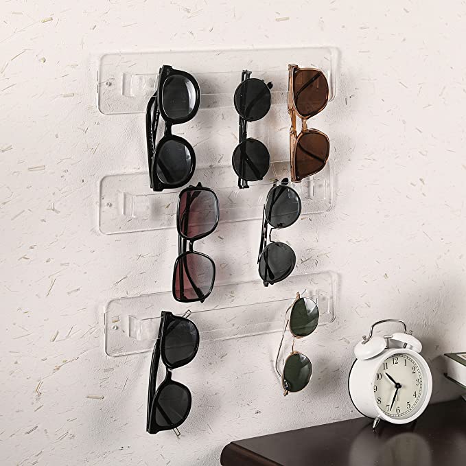 Wall Mounted Premium Clear Acrylic Sunglasses and Eye Glasses Hanger Rack, Set of 3-MyGift