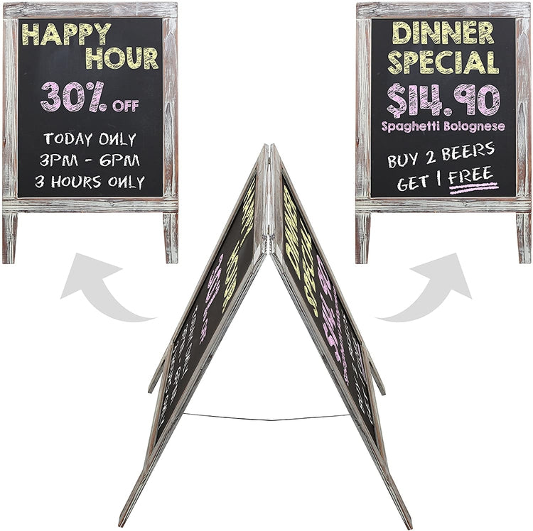 Freestanding Wood Framed Chalkboard Sign, Sidewalk A-Frame Chalk Sandwich Board-MyGift
