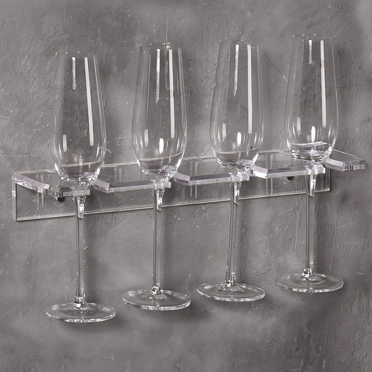 Clear Acyrlic Hanging Stemware Rack, Wall Mounted Glassware Storage-MyGift