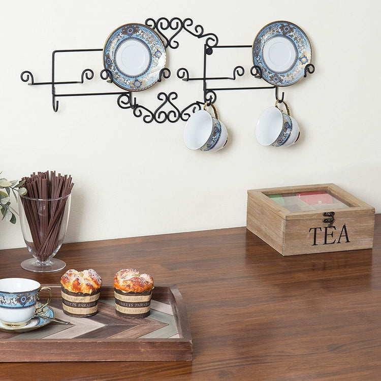 Wall Hanging Mug Rack , Plate Shelf, Dish Rack With Mug Hooks