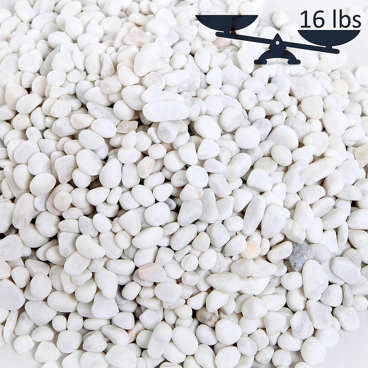 Mini White Synthetic River Pebbles Vase Fillers, 0.2 to 0.4-Inch Stones,16-lb Bag-MyGift