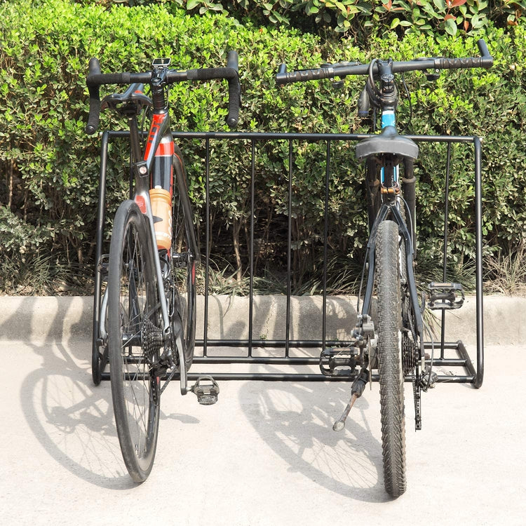 6 Bike Capacity Double-Sided Black Steel Bike Rack Stand, Grid Bicycle Parking Storage Holder-MyGift