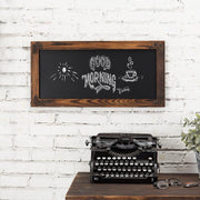 12 X 25-Inch Wall-Mounted Erasable Chalkboard with Dark Brown Wood Frame-MyGift