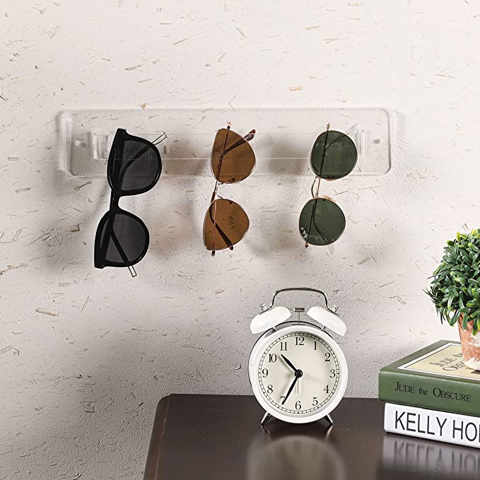 Wall Mounted Premium Clear Acrylic Sunglasses and Eye Glasses Hanger Rack, Set of 3-MyGift