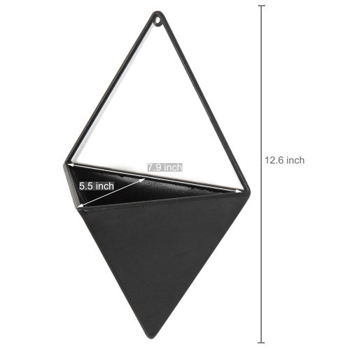 Diamond-Shaped Wall-Mounted Metal Shelves & Planter, 3-Piece Set-MyGift