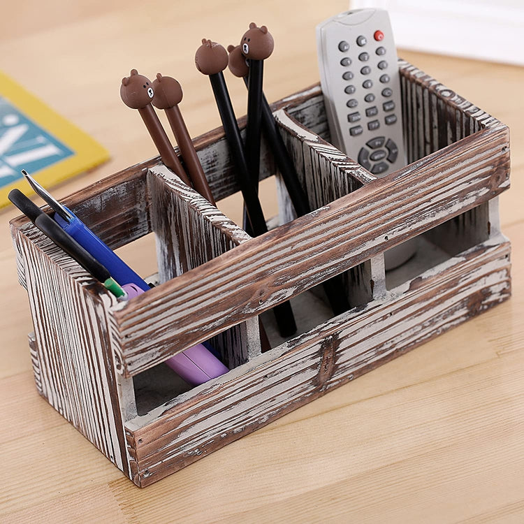 Juvale 3 Compartment Wooden Desk Organizer Caddy For Home And