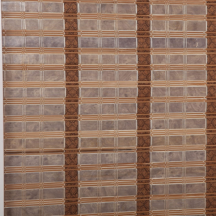 Decorative Openwork 4-Panel Bamboo & Black Wood Framed Folding Screen / Freestanding Room Divider-MyGift