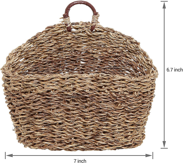 6.5-Inch Handmade Weave Hanging Storage Basket, Multipurpose Small Indoor Display Bin-MyGift