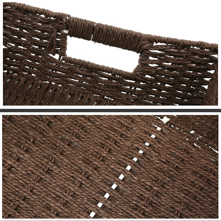 Set of 3, Brown Nesting Woven Storage Baskets, Multipurpose Organizer Bins-MyGift