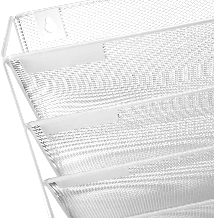 White, Wall-Mounted Magazine Rack, 5 Slot Hanging Document Filing Syst ...