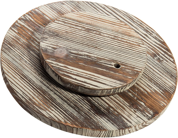13-Inch Torched Wood Lazy Susan Turntable-MyGift