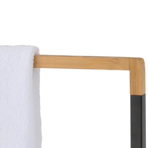 Freestanding 2-Tier Black Metal and Bamboo Towel Rack - MyGift