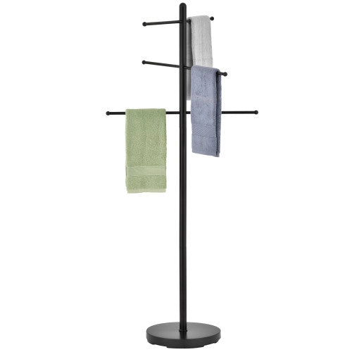 Black Metal Freestanding Rotating Towel Stand-MyGift