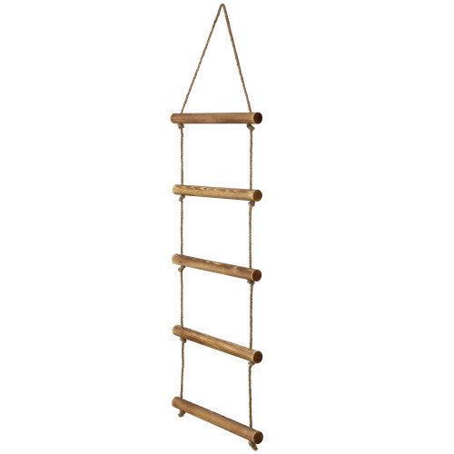 Wall Hanging Natural Brown Wood & Rope Towel Ladder-MyGift