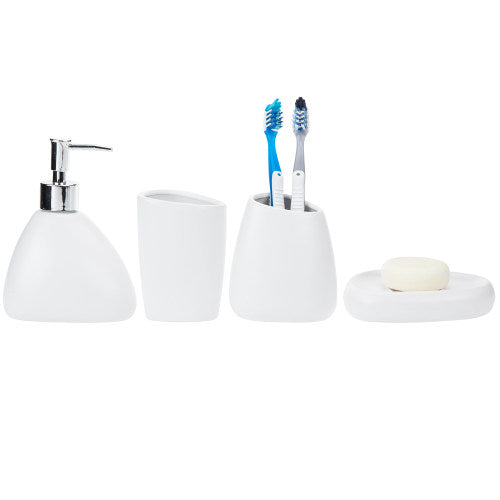 Modern White Ceramic Bathroom Accessory Set-MyGift